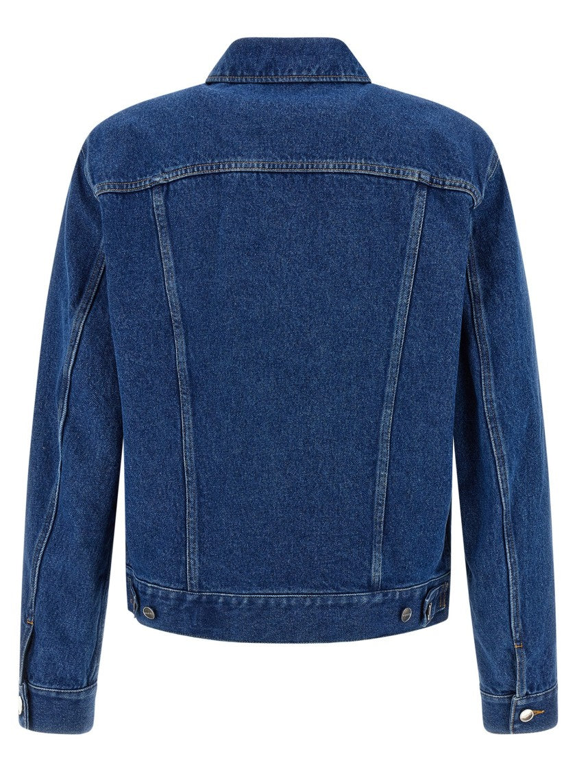 Gucci Structured Blue Denim Jacket With Contrast Stitching