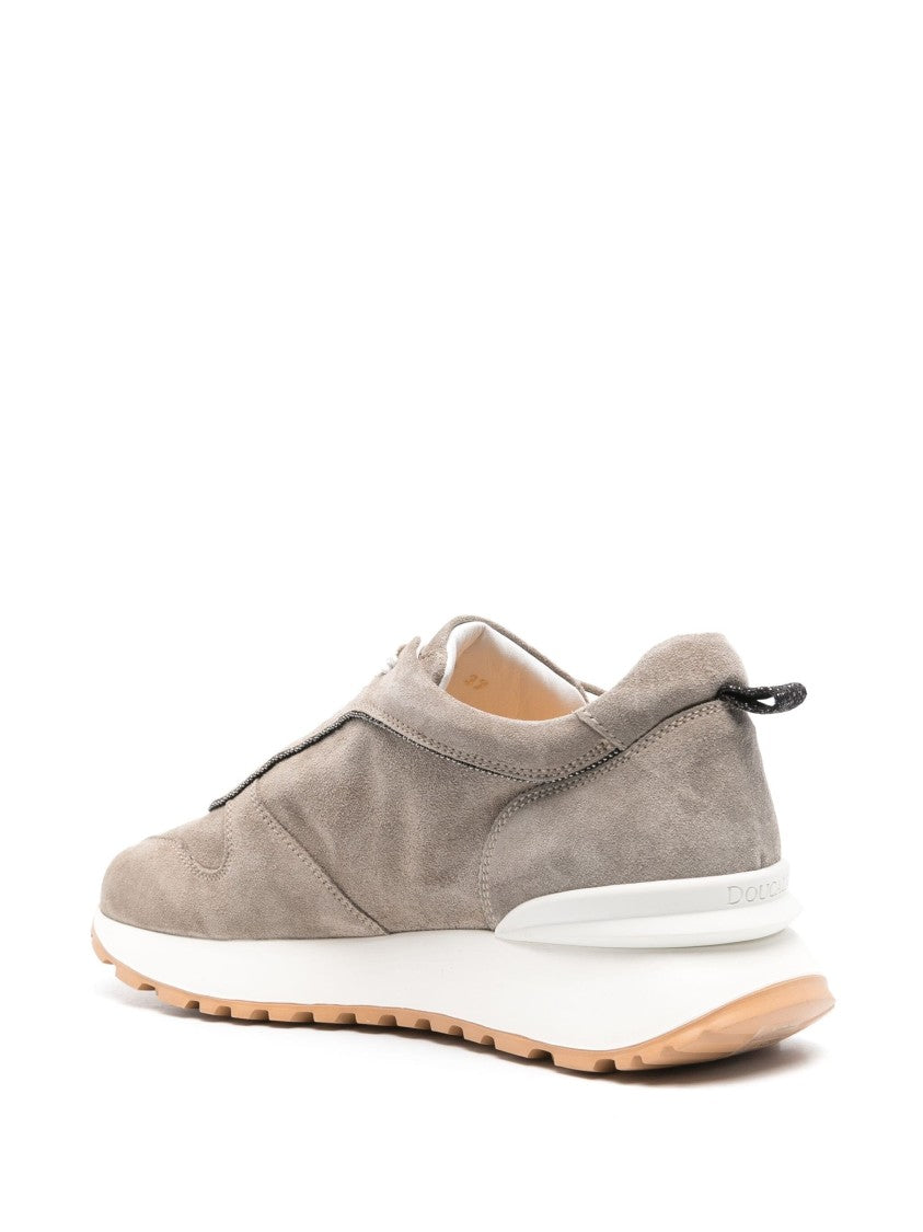 Doucal's Low-Profile Trainers With Suede Upper And Contrasting Sole
