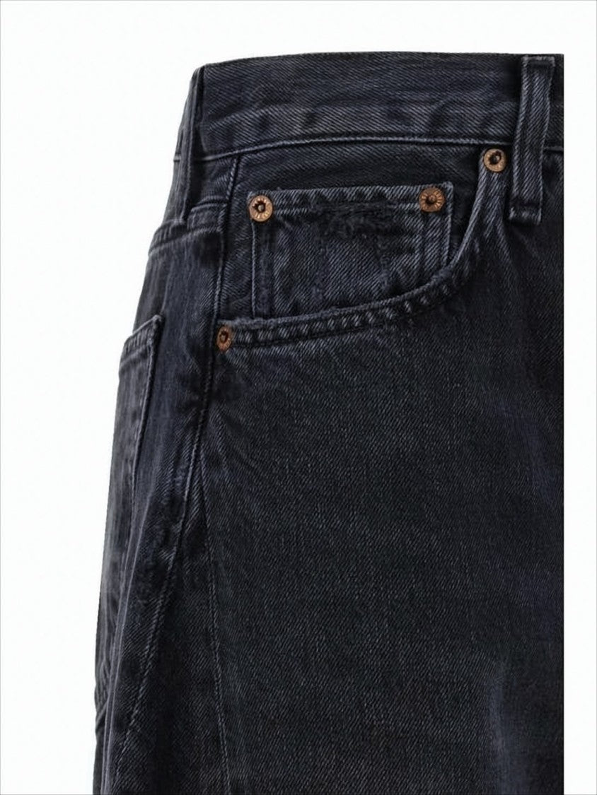 Agolde High-Waisted Straight-Leg Denim Pants With Raw Hems