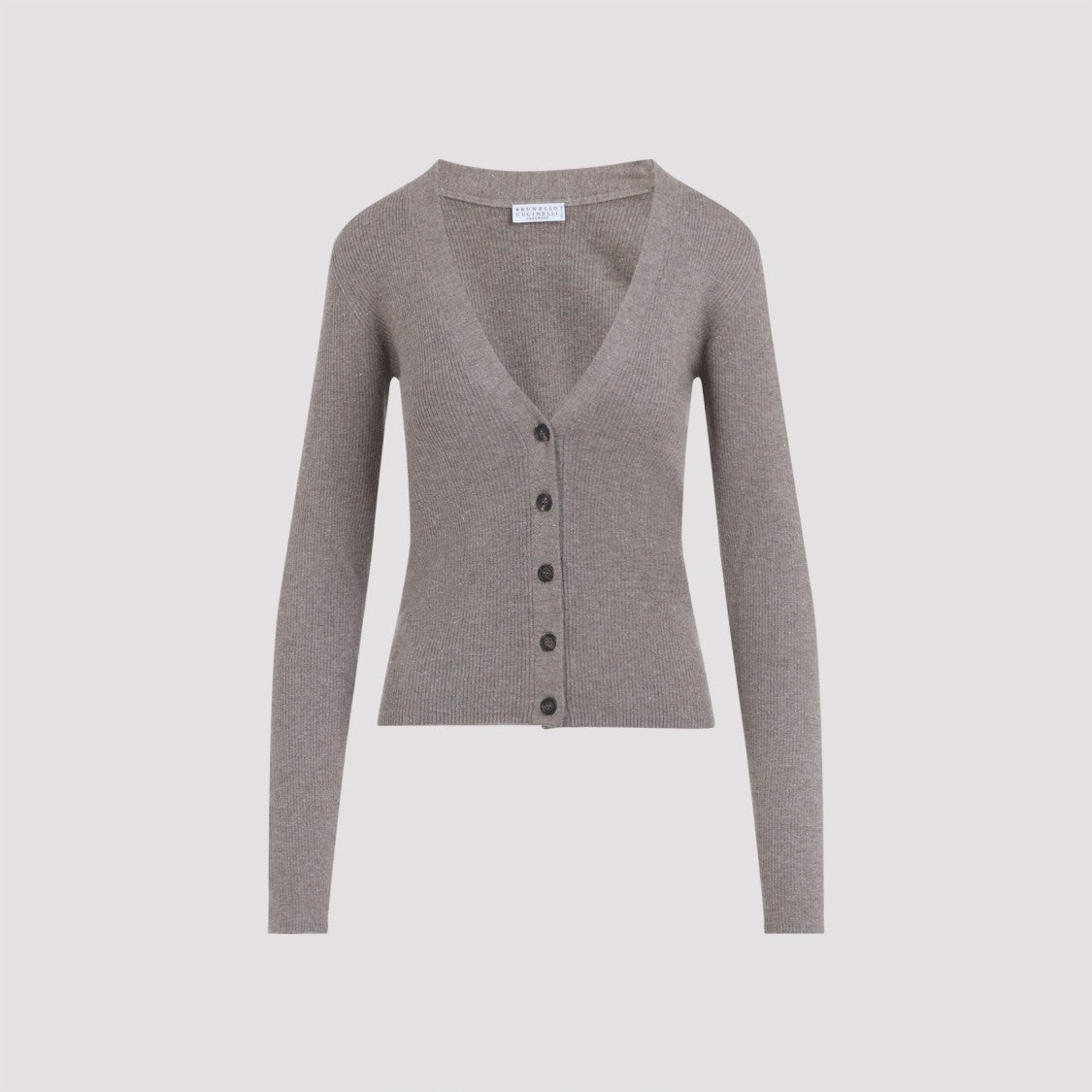 Brunello Cucinelli Lurex Brown Cashmere Cardigan
