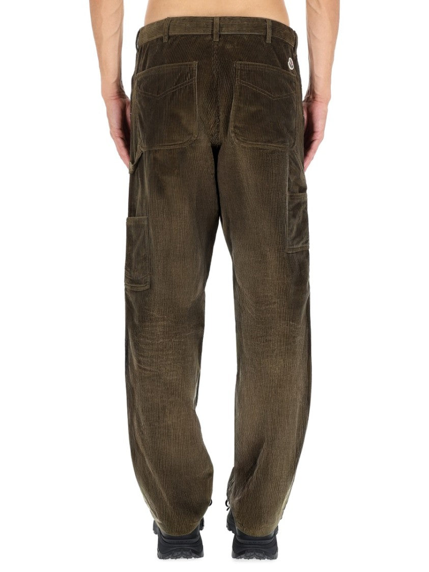 Moncler Relaxed Fit Ribbed Corduroy Pants With Multiple Pockets
