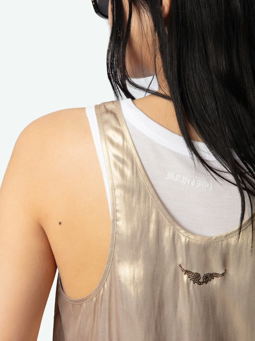 Zadig & Voltaire Metallic Finish Sleeveless Top