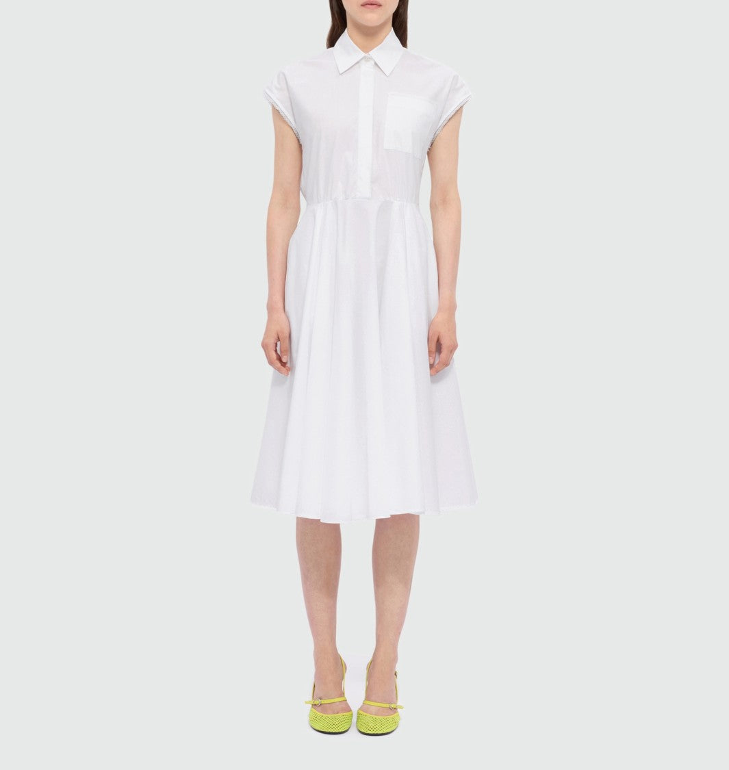 Msgm A-Line Lace Trim Midi Dress