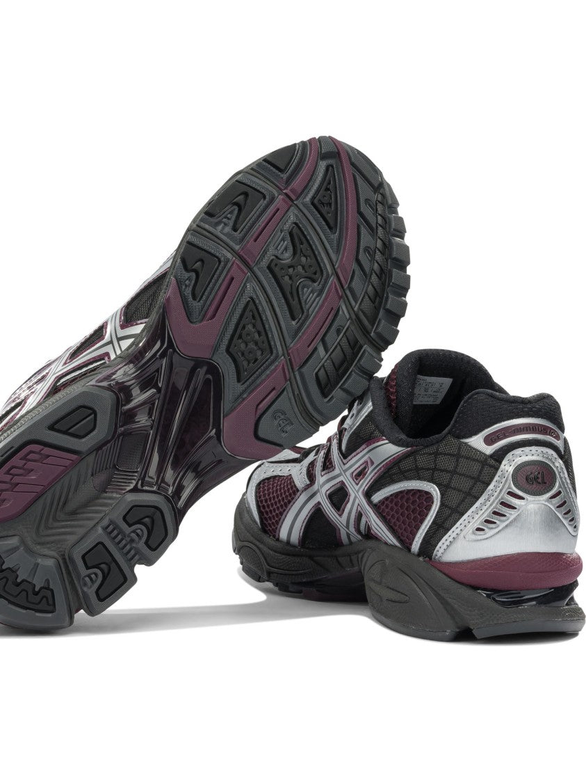 Asics Burgundy Slip-On Sneakers With Dynamic Pattern And Textured Sole