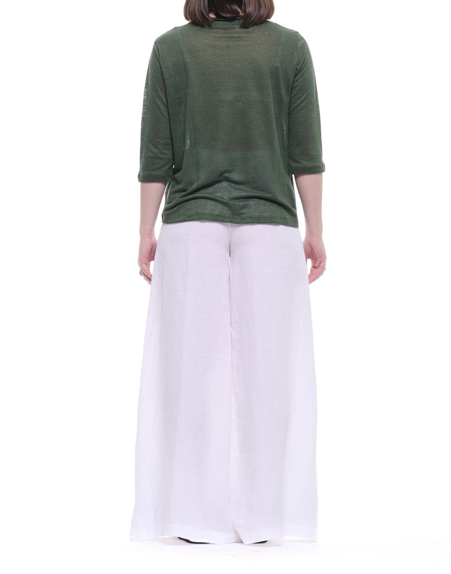 Hira White Linen Trousers