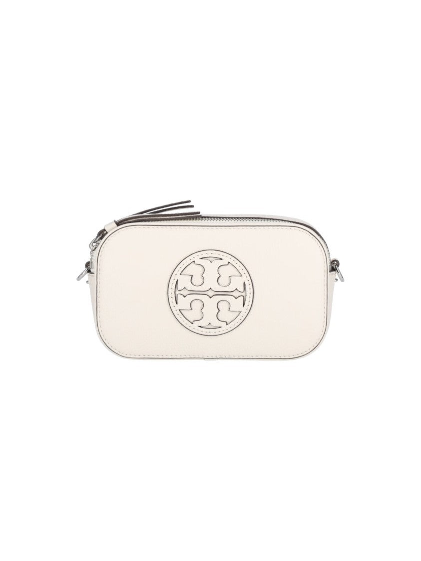 Tory Burch White Miller Double Zip Leather Bag