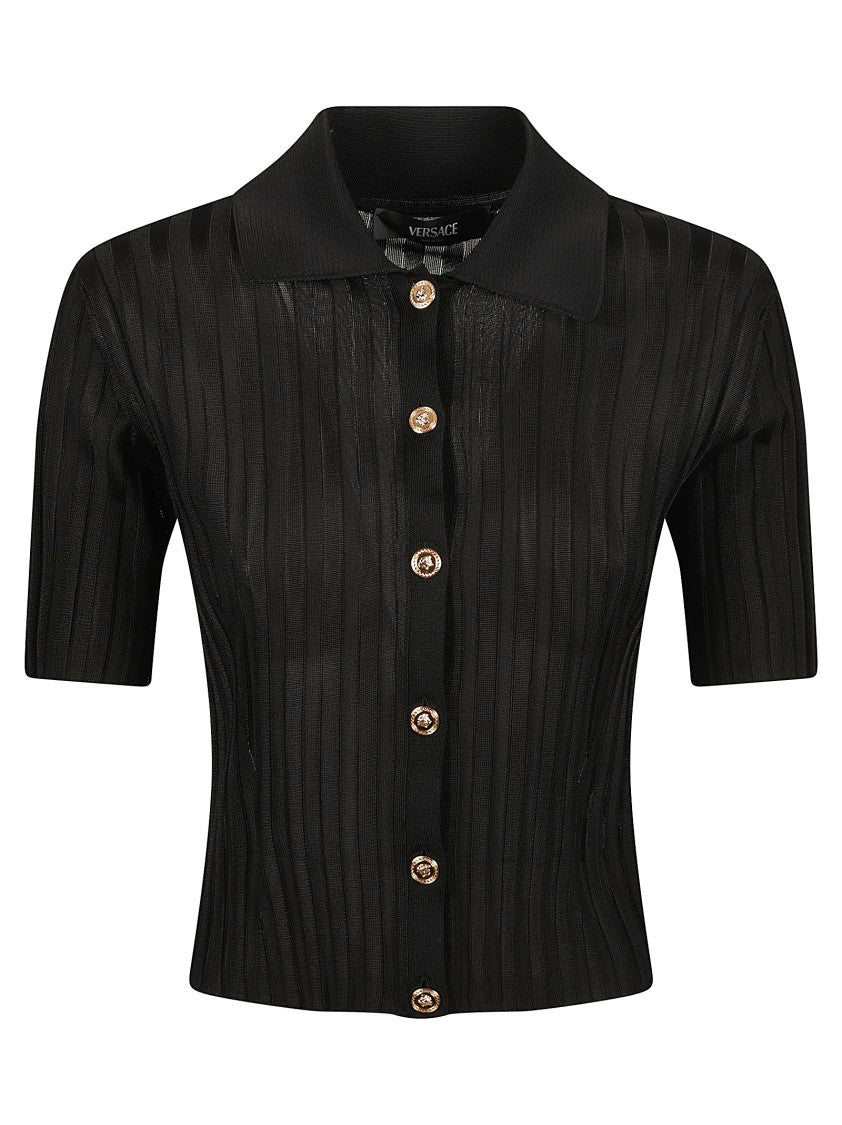 Versace Ribbed Knit Sweater With Classic Collar