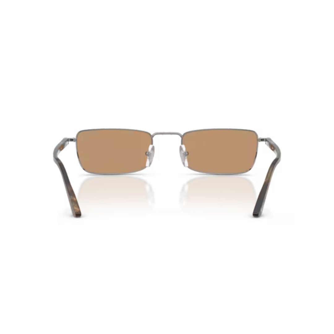 Persol 0Po1025s Rectangular Metal Sunglasses With Tortoiseshell Temples