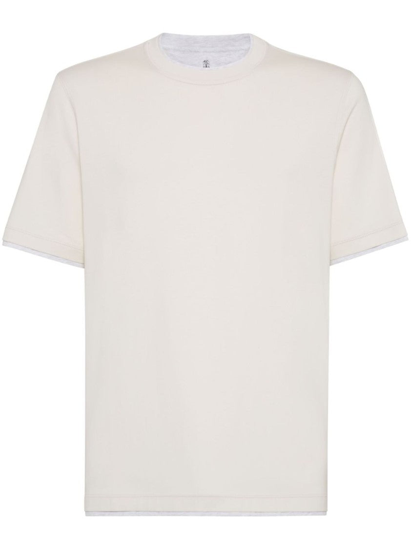 Brunello Cucinelli Off-White Crew Neck T-Shirt