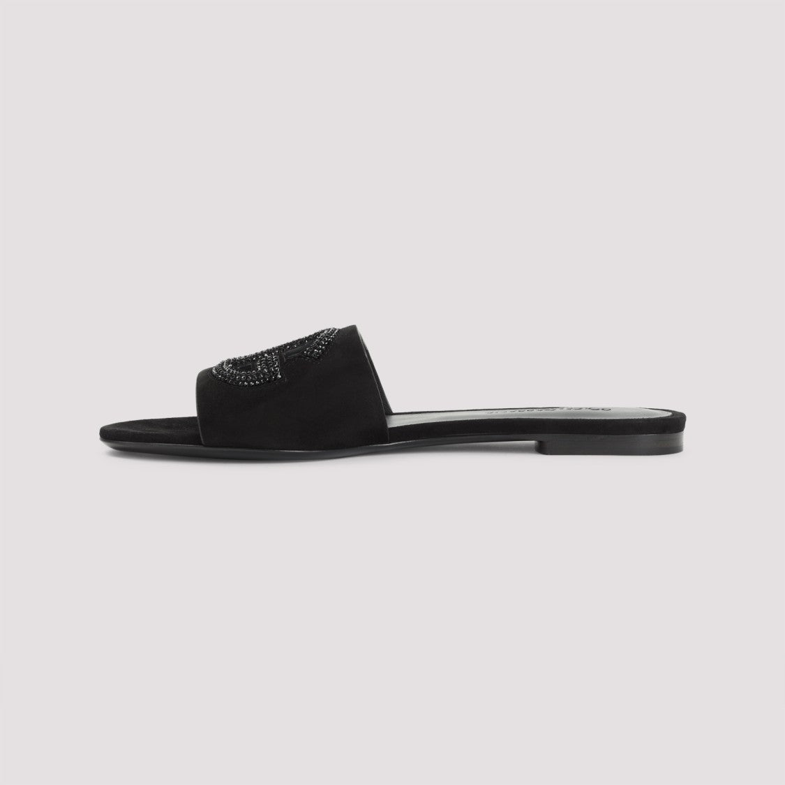 Dolce & Gabbana Black Goat Leather Slides With Signature Dg Logo