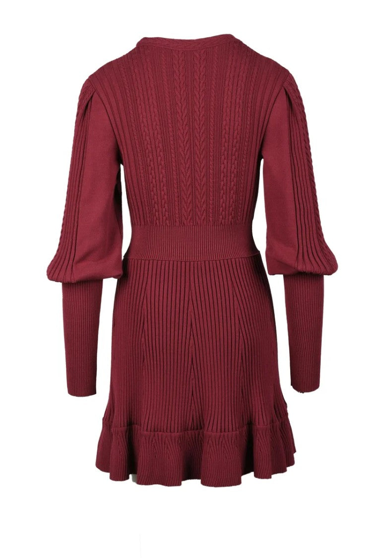 Antonino Valenti Knit Dress With Puff Sleeves - Red