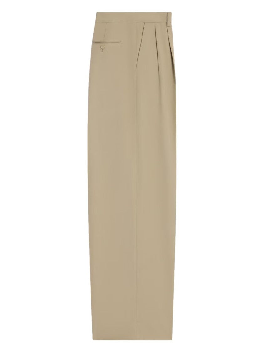 Celine Cream Cotton-Wool Straight-Leg Pants
