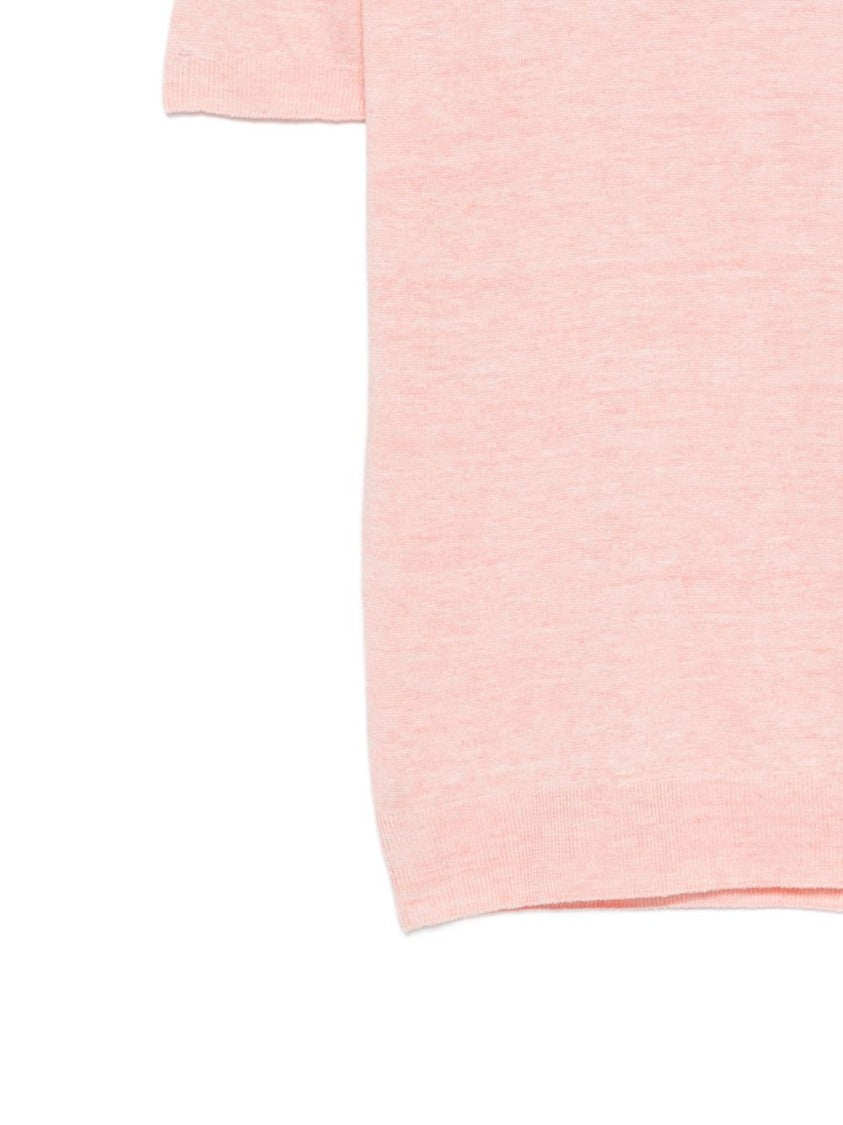 Barba Short-Sleeved Crew Neck Top In Light Pink
