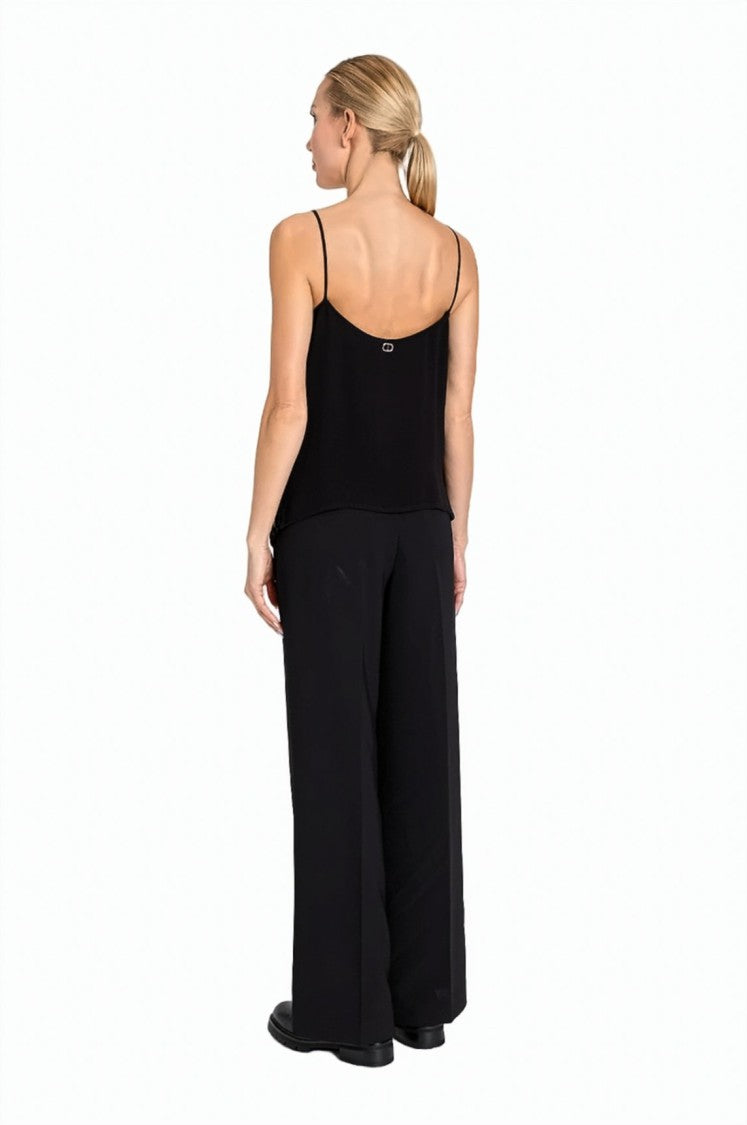 Twin-Set Black Sequin Embellished Beaded Sleeveless Top