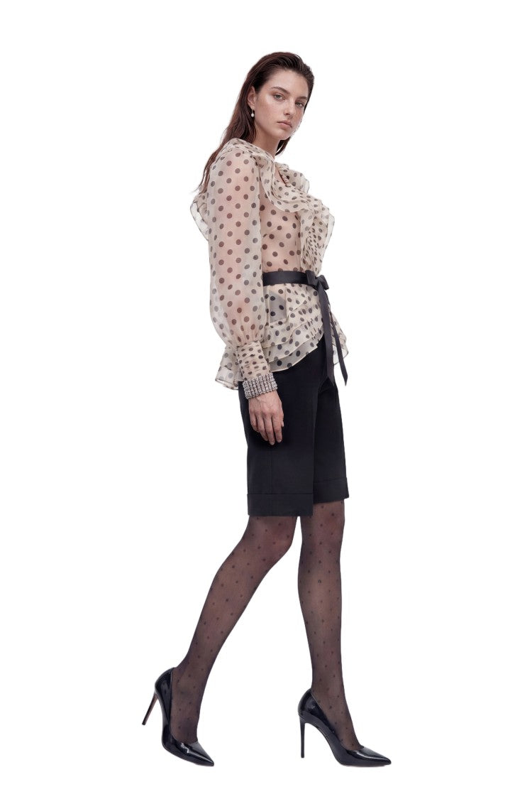 Saiid Kobeisy Cuffed Crepe Bermuda Shorts With Tailored Silhouette