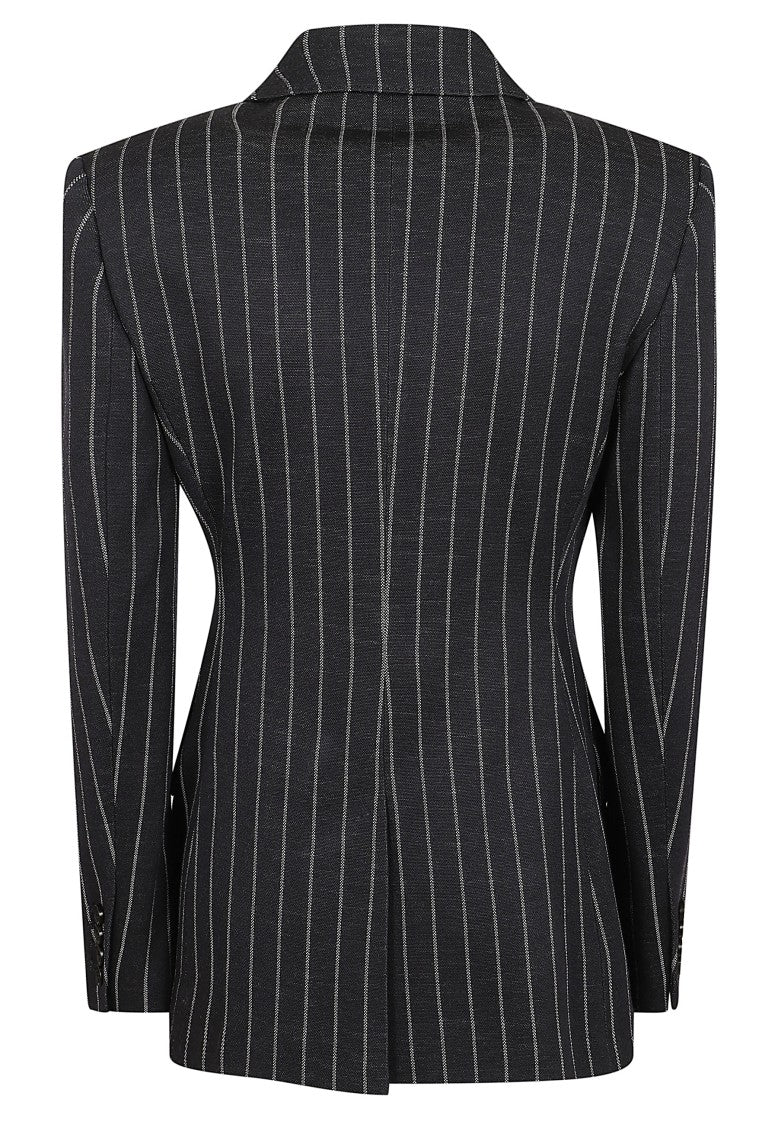 Max Mara Tailored Double-Breasted Pinstripe Blazer With Peak Lapels