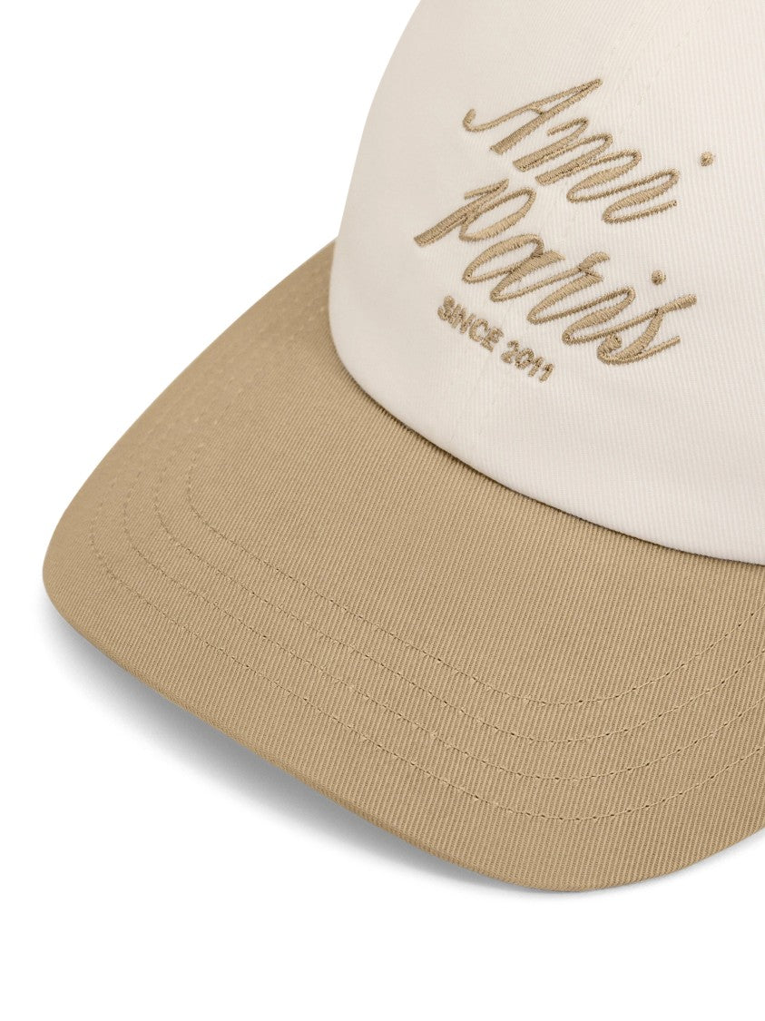 Ami Paris Bicolor Cotton Cap With Embroidered Details