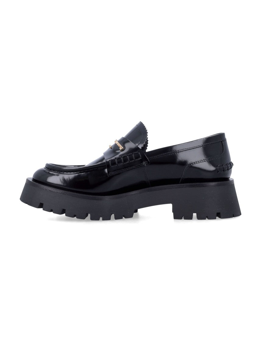 Alexander Wang Chunky Heel Black Box Leather Carter Loafer