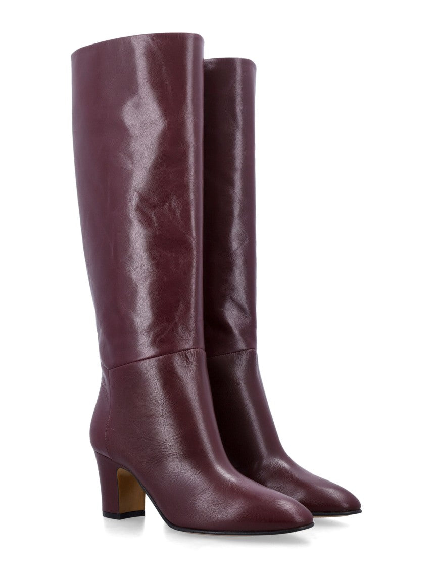 Alberta Ferretti Burgundy Goat Leather Tall Boots