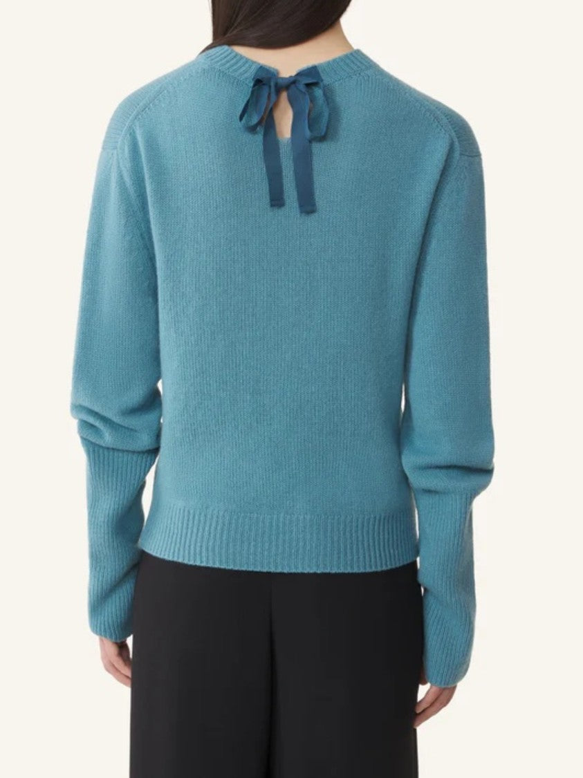 Lanvin Cashmere Knit Sweater With Gros-Grain Knot Detail