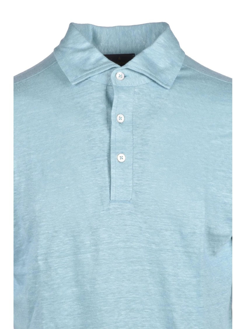 Ambrosio Aqua Green Linen Polo Shirt
