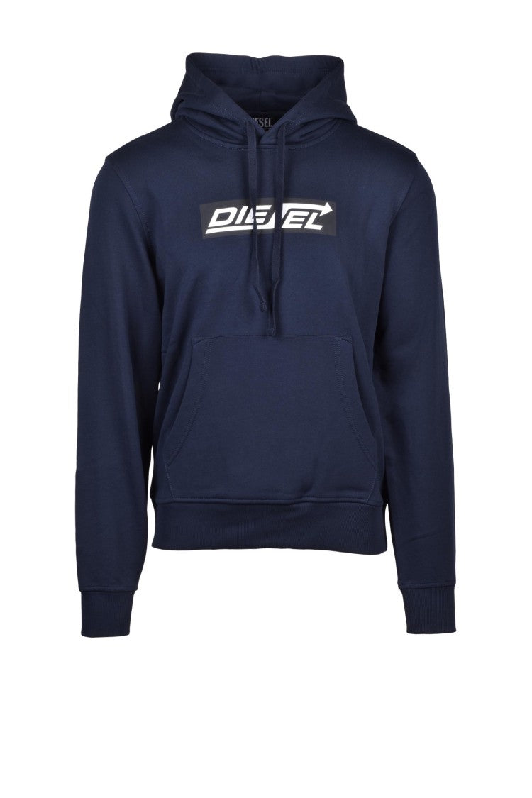 Diesel Blue Cotton Logo Hoodie