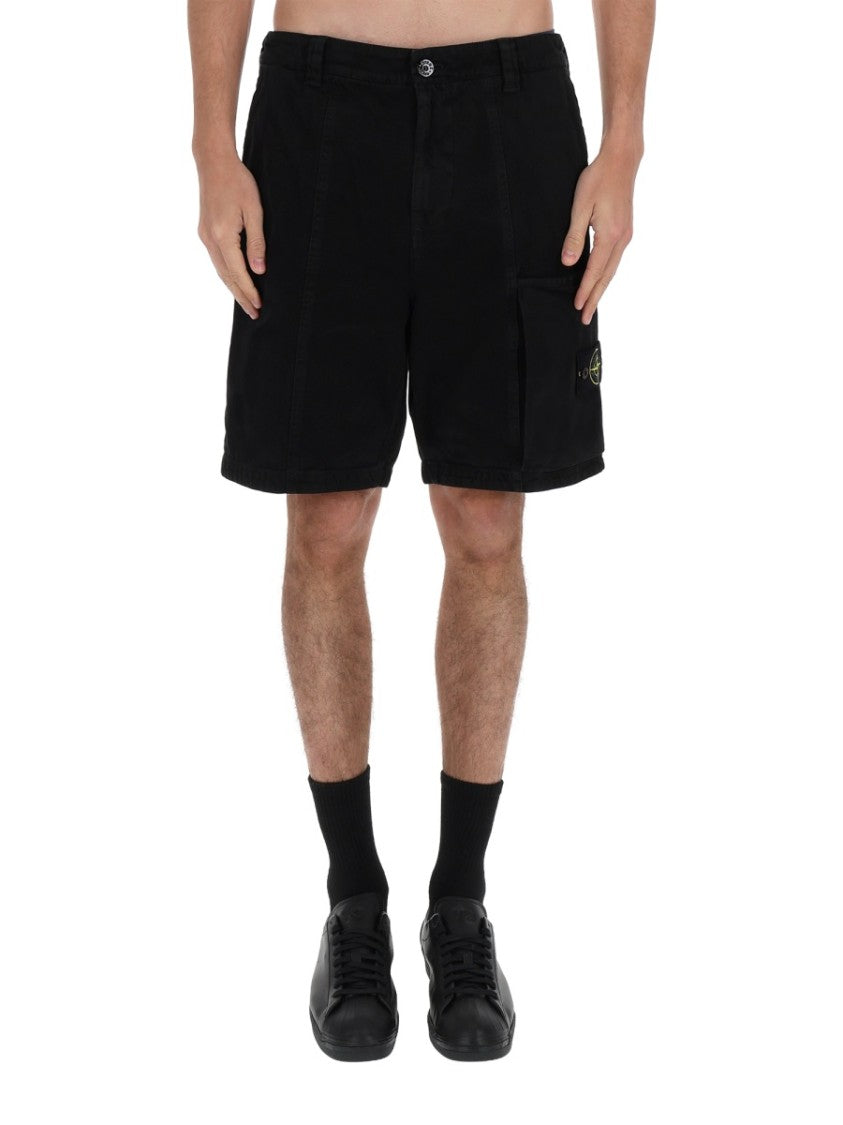 Stone Island Neutral Cargo Multiple Pockets Cotton Shorts