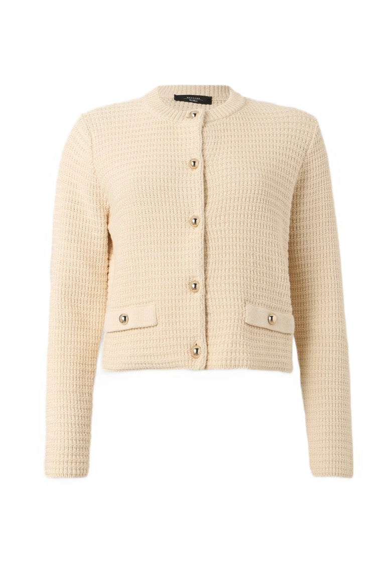 Max Mara Ecru Cotton Blend Cardigan Sweater