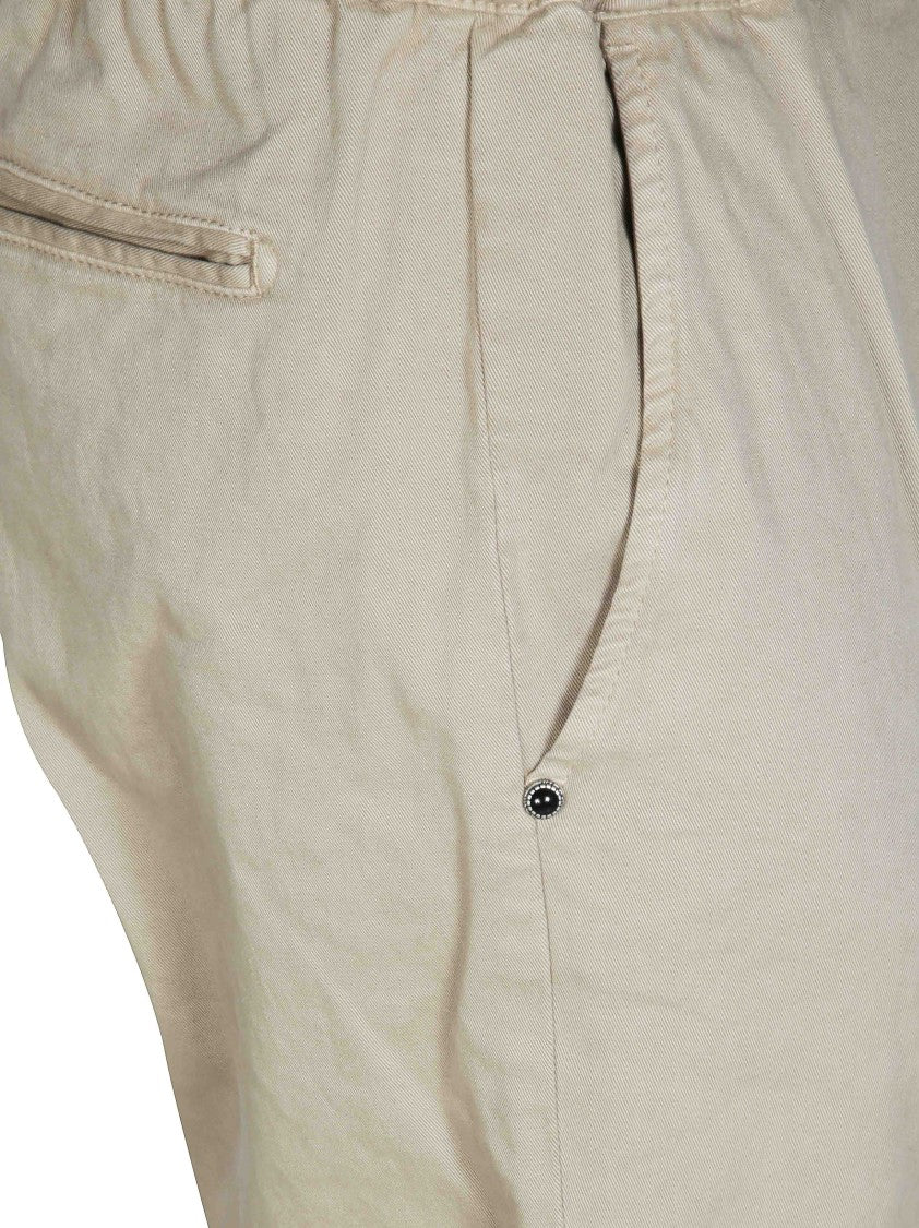 White Sand Straight-Leg Gabardine Belted Trousers