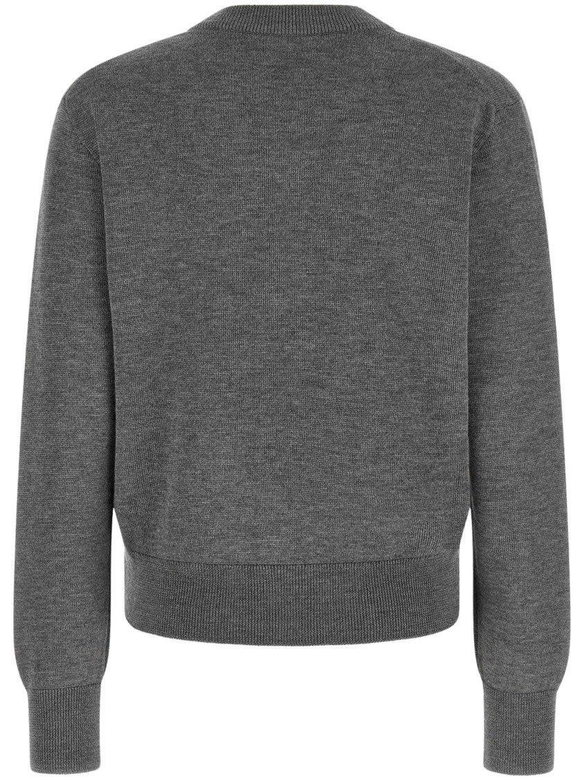 Ami Paris Quota Ami De Coeur Cropped Wool Cardigan