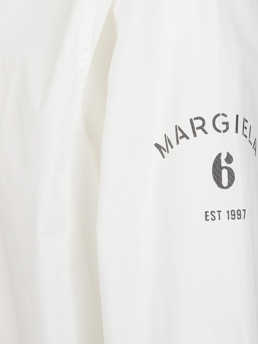 Mm6 By Maison Margiela White Left Sleeve Printed Cotton Shirt