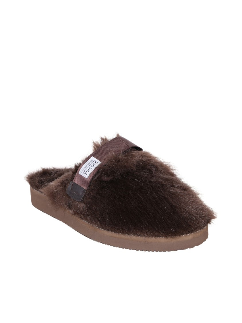 Suicoke Brown Faux Fur Mules