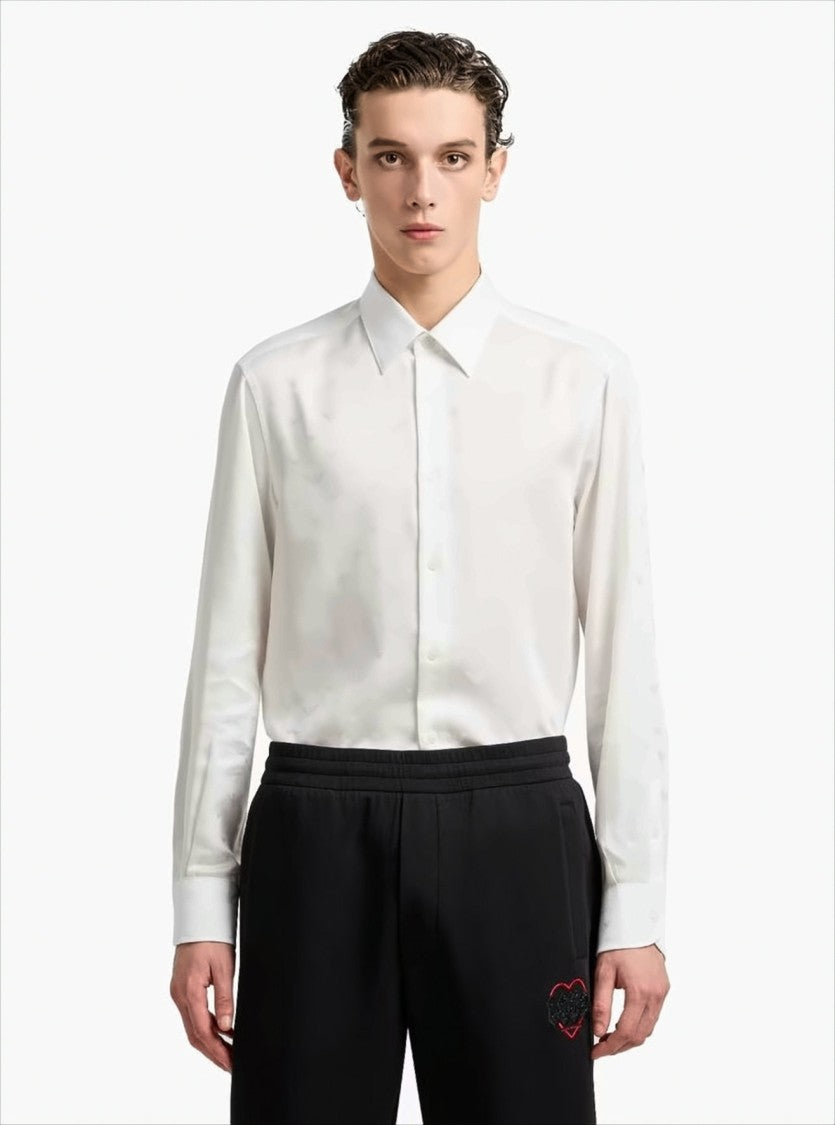 Emporio Armani Lyocell Jacquard Shirt With All-Over Eagles