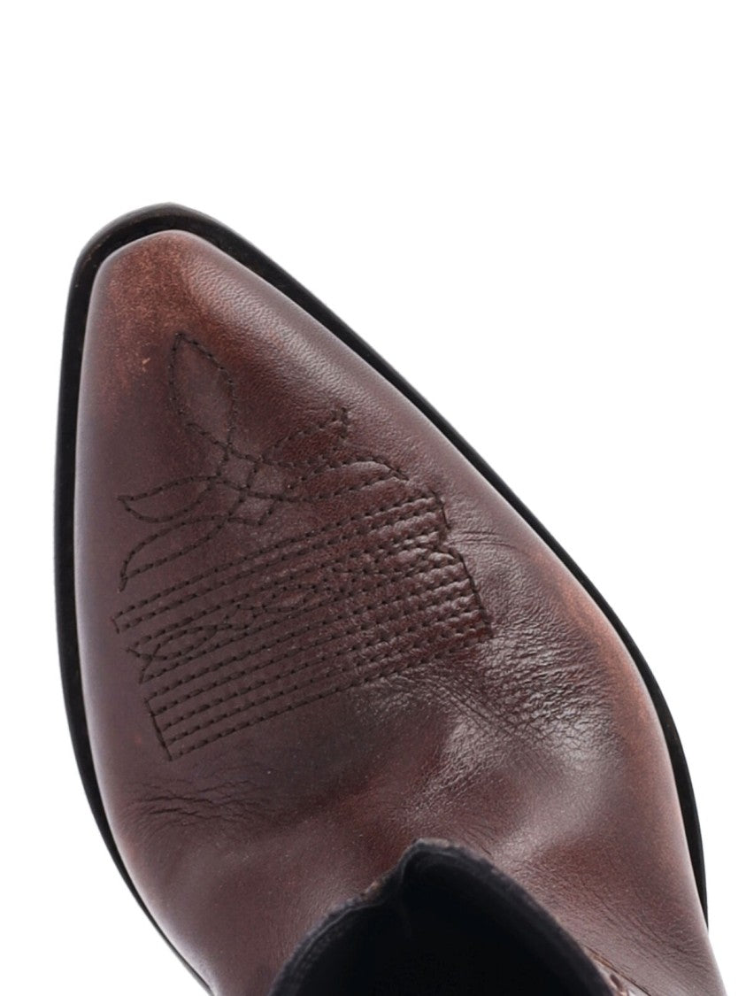 Golden Goose Brown Wish Star Tonal Stitched Boots