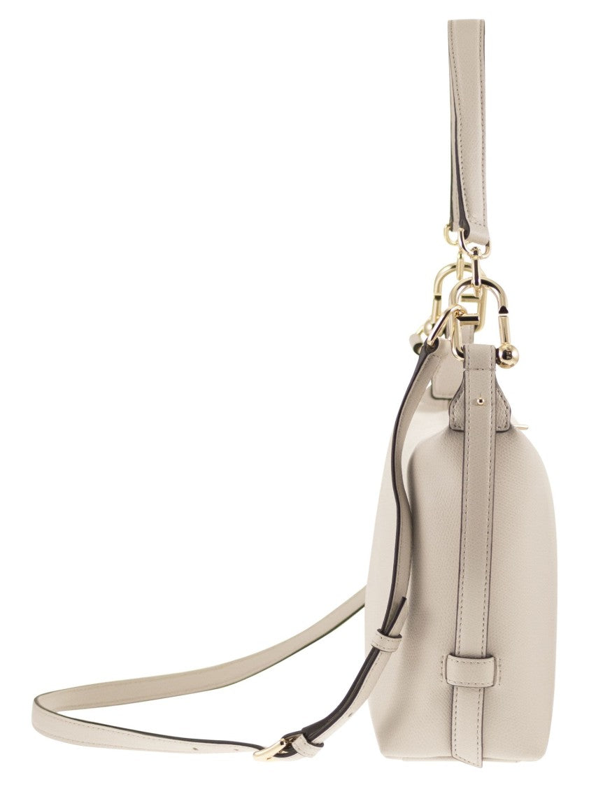 Furla Miniature Embossed Leather Hobo Bag With Straps