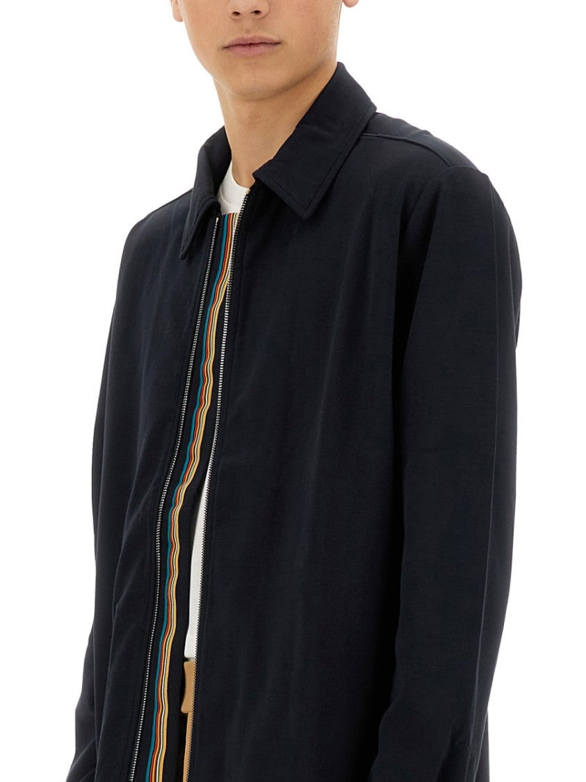 Paul Smith Black Shirt Jacket With Zip Front Closure