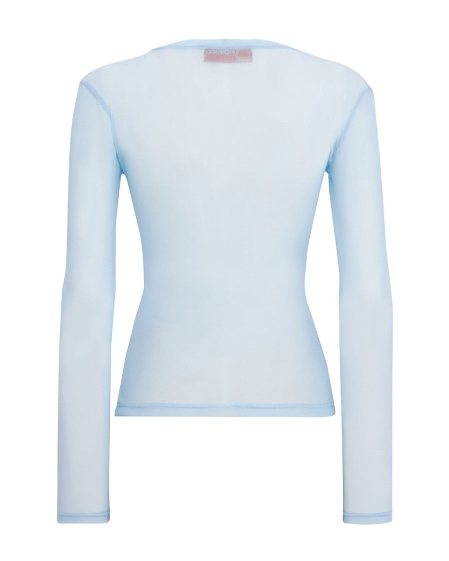 Fiorucci Fitted Long-Sleeve Top In Sheer Tulle With Poodle Print