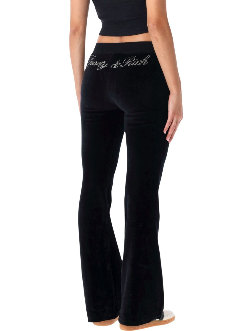 Sporty And Rich Velour Crystal Flared Jogging Pants