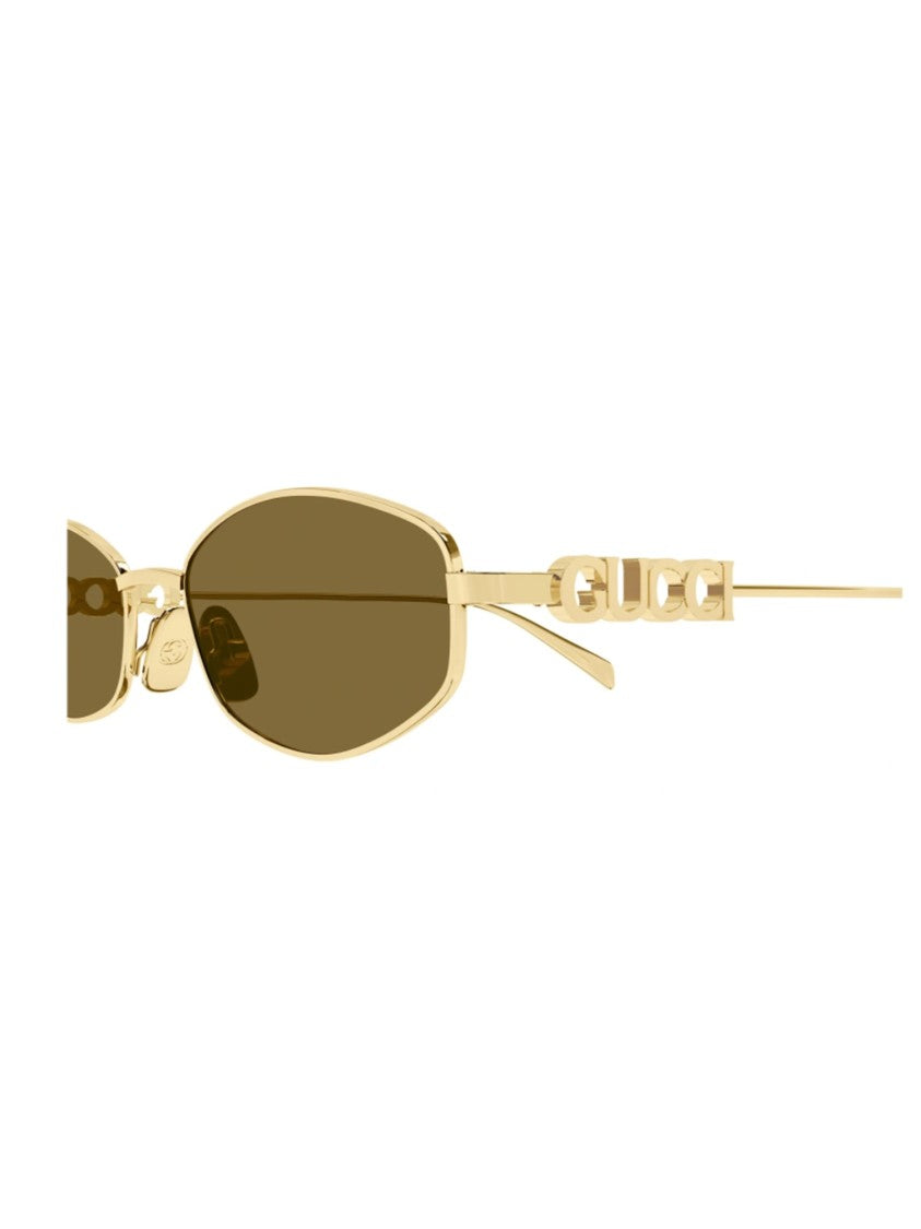 Gucci Metallic Frame Sunglasses With Oval Lenses