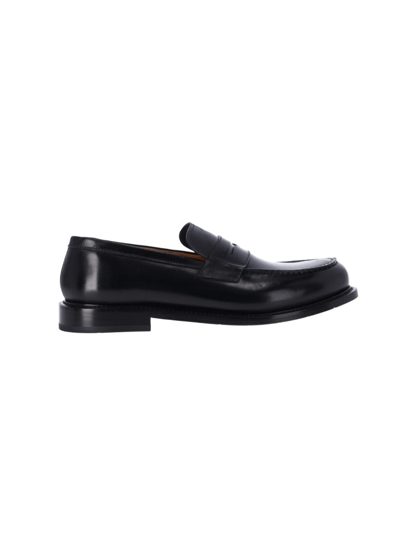 Premiata Black Leather Slip-On Loafers