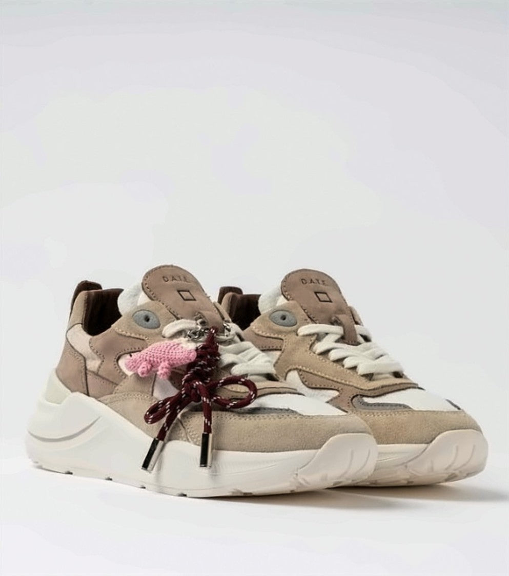 D.A.T.E Fuga Linen Suede Heel Rubber Sneakers