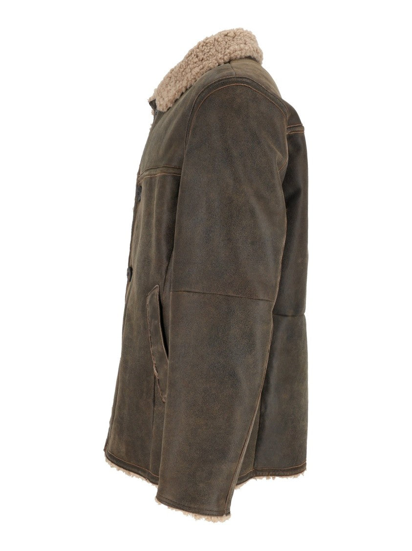 Gms-75 Brown Lamb Leather Shearling Jacket