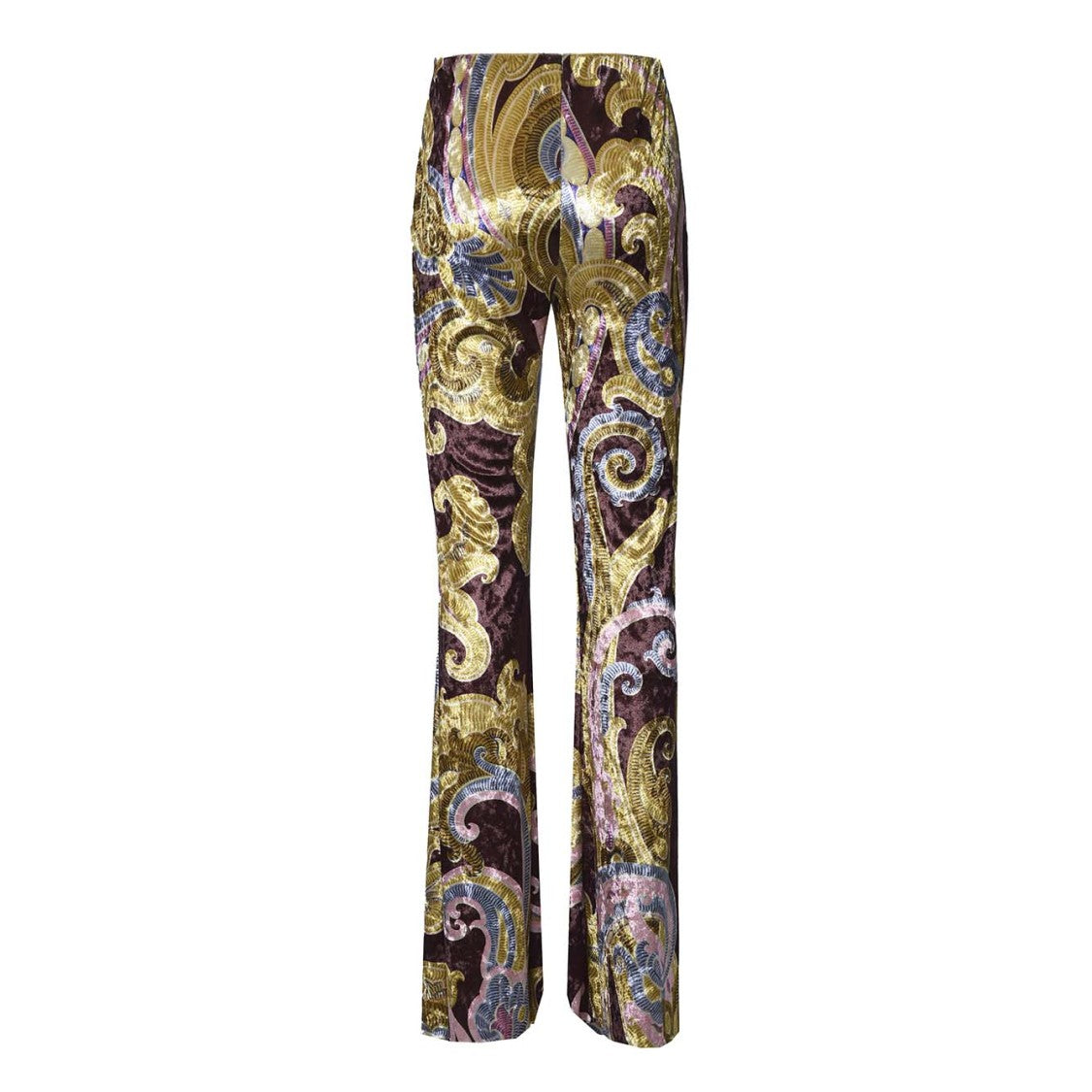 Etro Multicolored Printed Chenille Flare Trousers