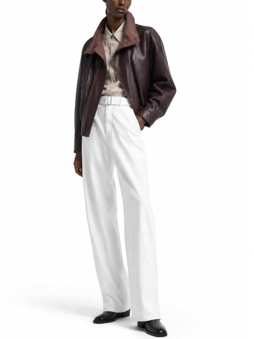 Lemaire Neutral Twisted Straight Leg Cotton Formal Pants