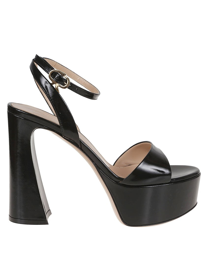 Gianvito Rossi Sculptural Heel Leather Sandal