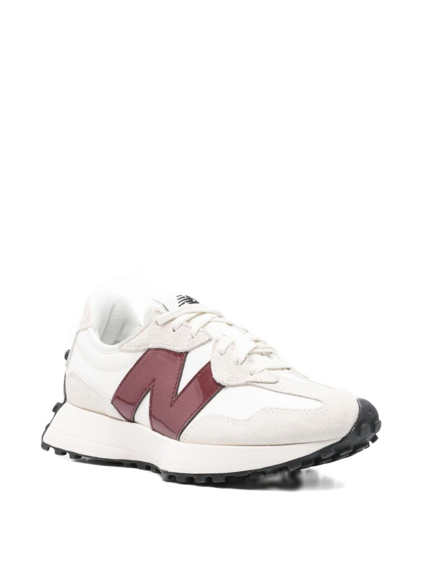 New Balance Sleek White And Dark Red Sneakers
