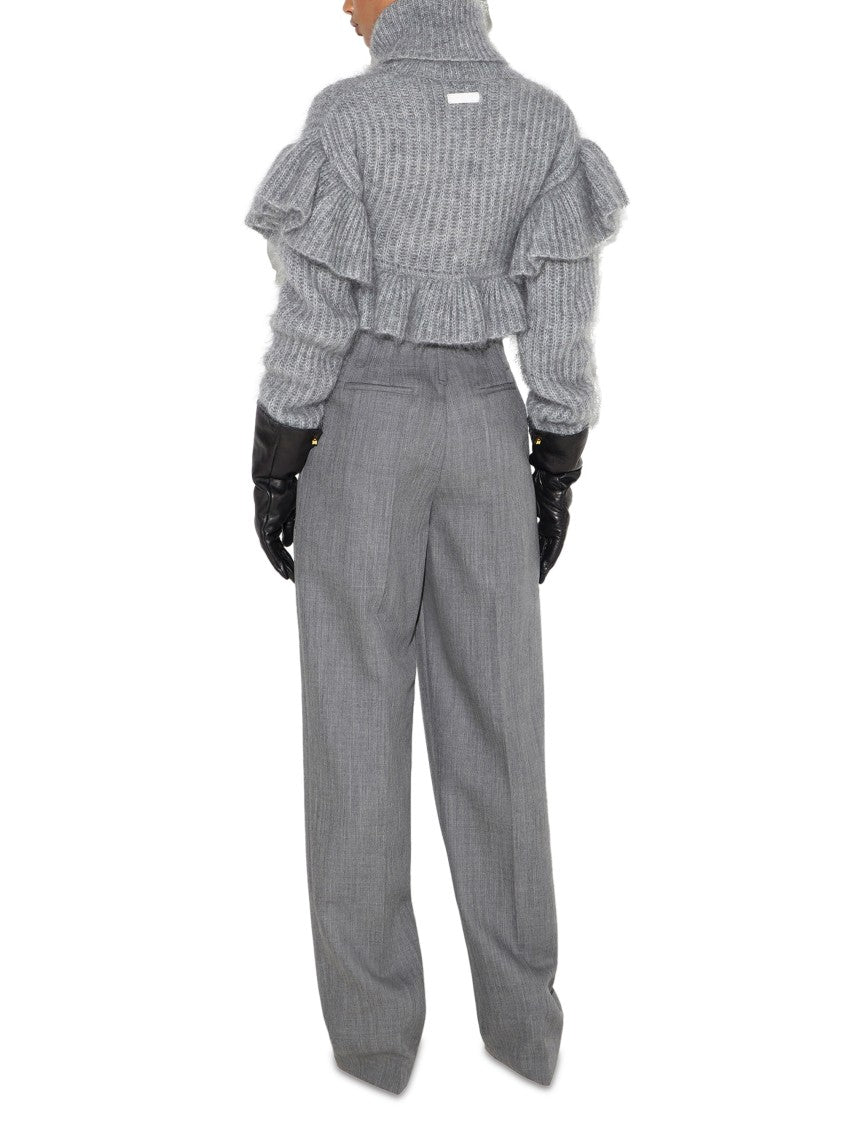 Elisabetta Franchi Tailored High-Waisted Trousers With Pleats And Textured Fabric