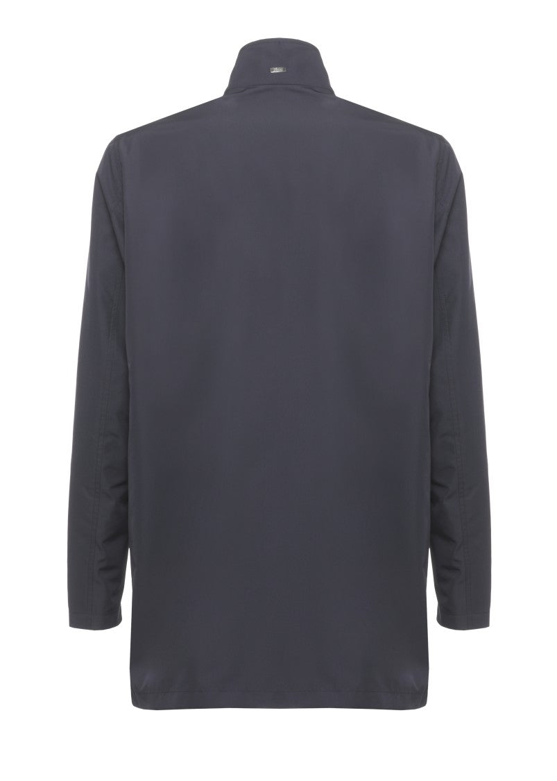 Herno Navy Blue Tech Fabric Raincoat