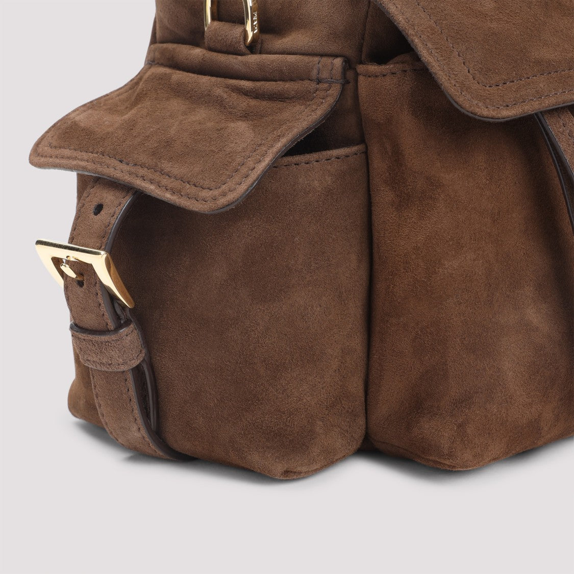 Prada Structured Suede Shoulder Bag With Gold-Tone Hardware