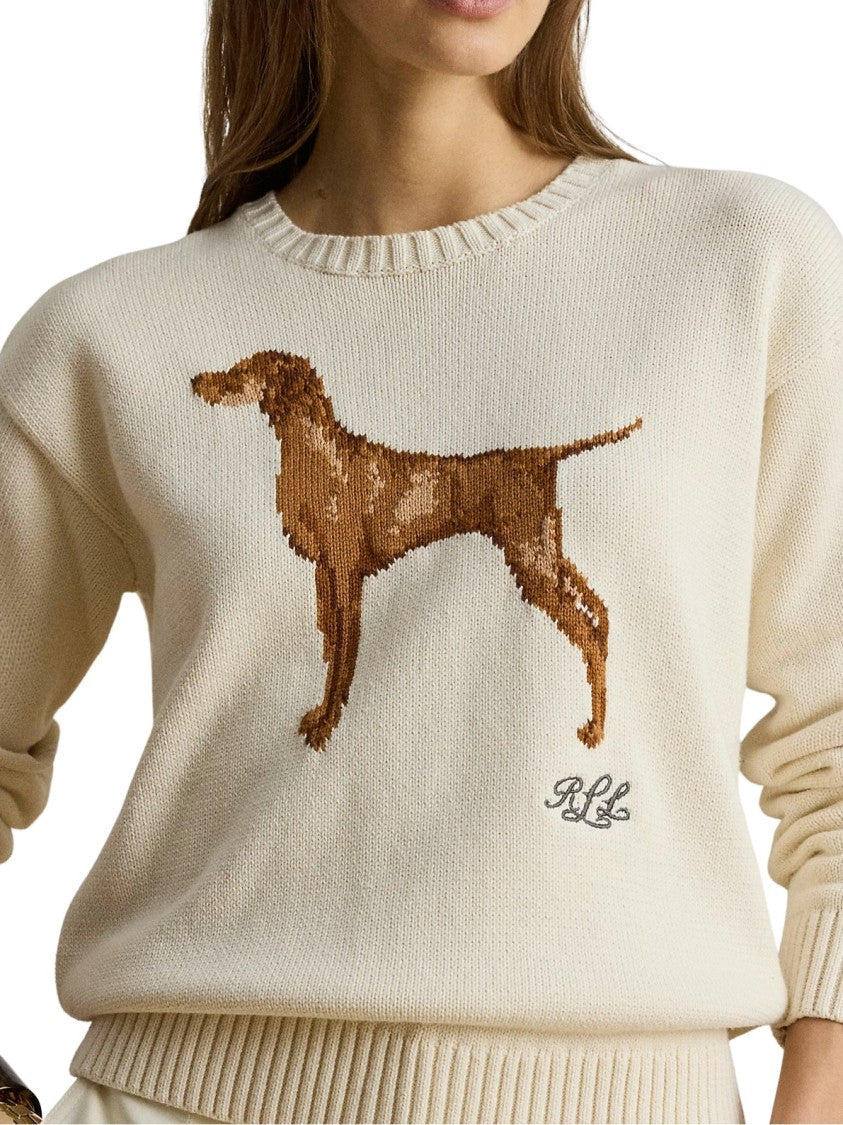 Lauren Ralph Lauren Pixelated Dog Graphic Relaxed-Fit Wool Sweater